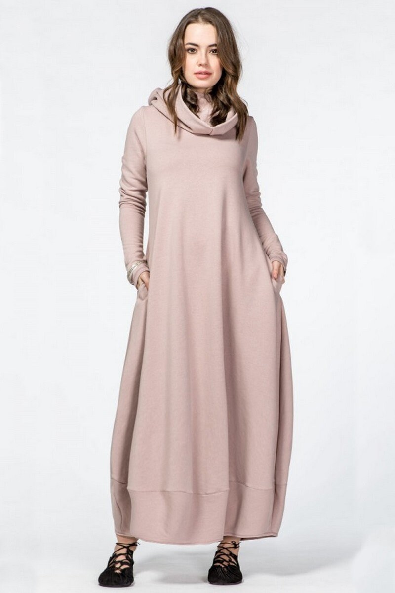 Maxi hooded boho long dress / Pink kaftan Maternity Dress | Etsy