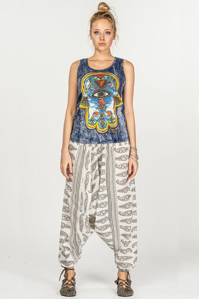 Cotton harem pants pattern women /paisley motherhood hippie | Etsy