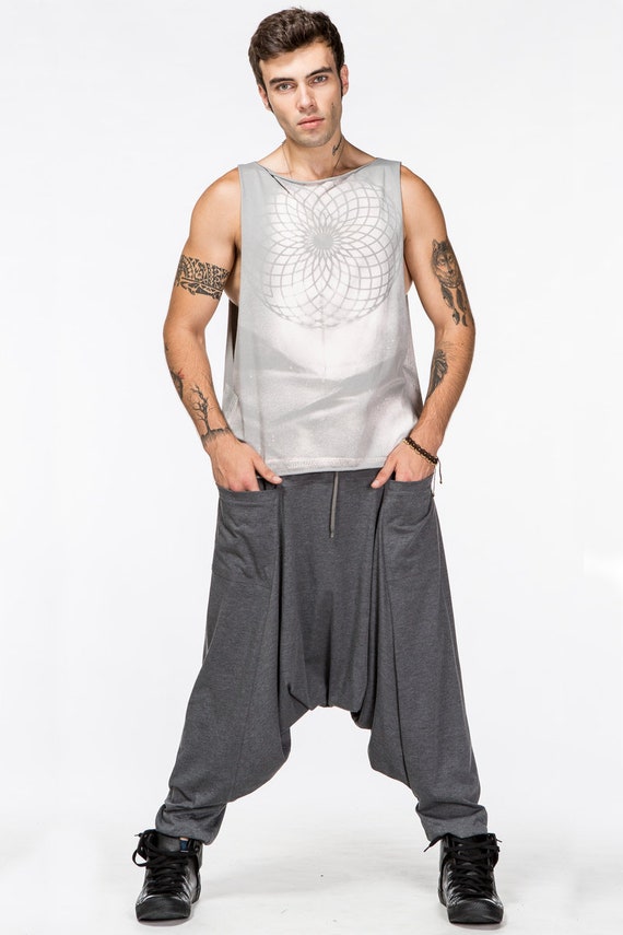 Men Cotton Hippie Harem Pants Loose Yoga trousers Music | Etsy