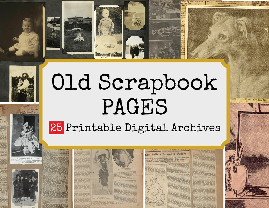 Printable Old Scrapbook Ephemera Pages for Junk Journal and - Etsy