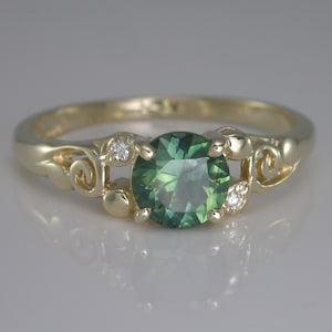 Green Parti Sapphire and Diamond Ring