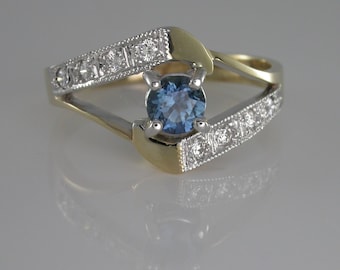 Blue Sapphire and Diamond Ring