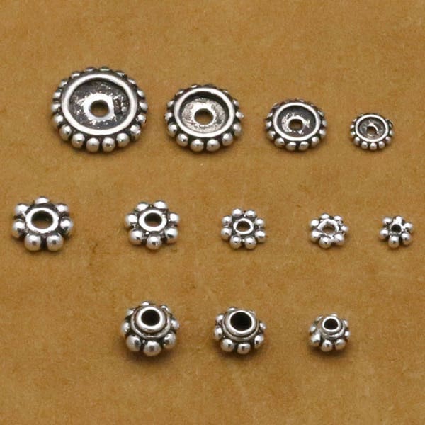 Tibetan Style Sterling Silver Barrel Bead Spacers(CY008)