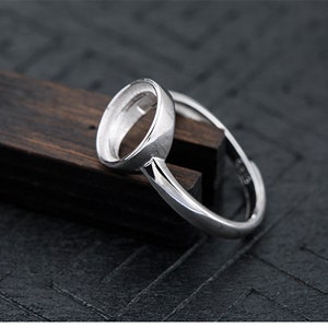 1pc Adjustable Simple Style Platinum Plated Ring Blank, Round Cabochon Ring Setting (JT023)