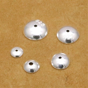 Sterling Silver Smooth Round Spacer Bead Caps (CY040)