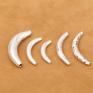 Sterling Silver Spacer Beads, Wire Drawing Silver Bent Tube，Bracelet Scattered Beads(CY025)