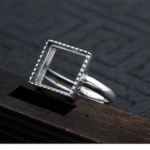 1pc 10 × 10 mm verstellbar Vintage-Stil Platin überzogen Ring Blank, quadratische Cabochon Ring Einstellung (JT078)