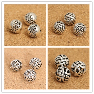 Tibetan Style Thai Silver Hollow Round Flower Spacer Beads (CY068)