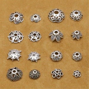 Vintage Style Flower Spacer Beads, Thai Silver Bead Caps (CY039)