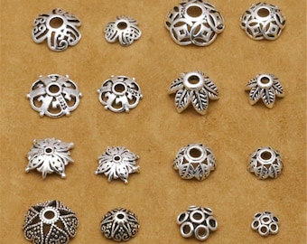 Vintage Style Flower Spacer Beads, Thai Silver Bead Caps (CY039)