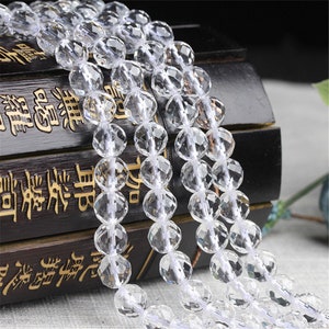 6-12mm Natural Clear Quartz Round Faceted Beads Strands (CS024)