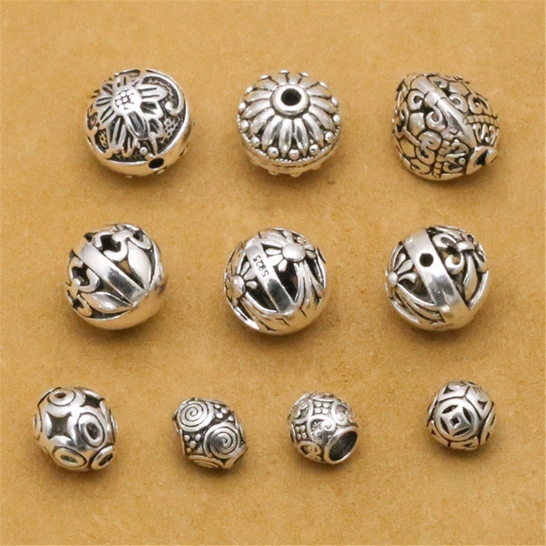 Antique Style Thai Silver Round Spacer Beads (CY067)