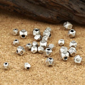 Sterling Silver Spacer Beads,Polyhedral Tassel Beads, Bracelet Scattered Beads(CY022)