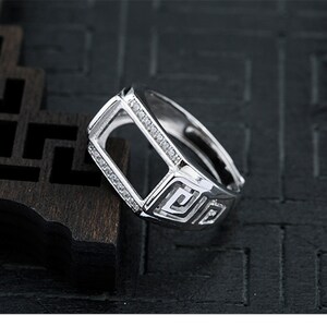 1pc verstellbar Vintage-Stil Platin Sterling Silber Ring Blank, ovalen Cabochon Ring Einstellung (JT028)