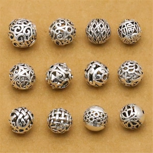 Tibetan Style Thai Silver Hollow Round Spacer Beads (CY065)