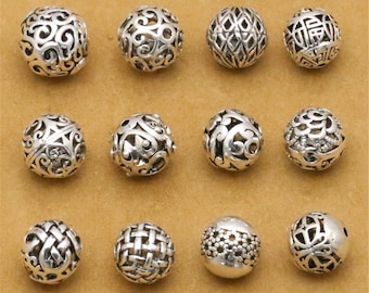 Tibetan Style Thai Silver Hollow Round Spacer Beads (CY065)