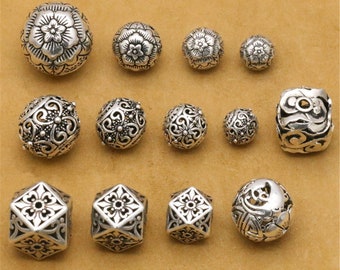 Tibetan Style Thai Silver Hollow Flower Big Spacer Beads (CY064)