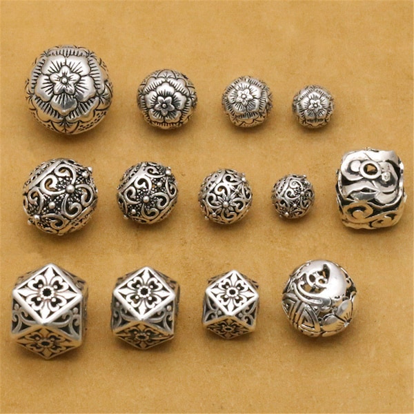 Tibetan Style Thai Silver Hollow Flower Big Spacer Beads (CY064)