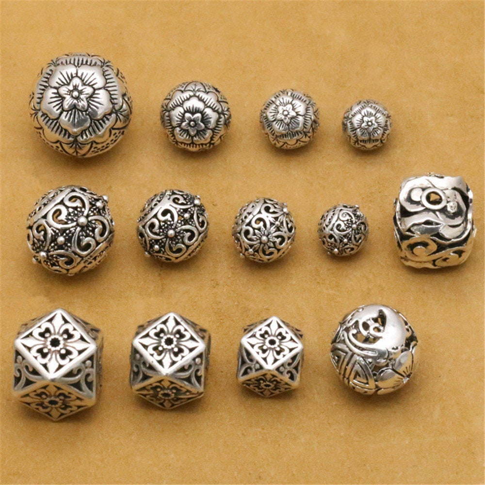 180pcs± Silver Spacer Beads for Jewelry Making- 100g Tibetan Beads Spacer  24 Styles Antique Silver Metal Beads Small Loose Sterling Spacer Beads for