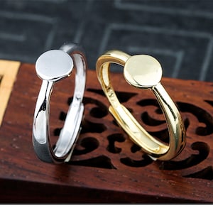 1pc Adjustable Golden, Platinum Plated Ring Blank, Round Gemstone Ring Setting (JT062)
