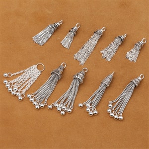 925 Sterling Silver Tassels Dangle Beads, Thai Silver Pendants (CY071)