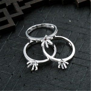 1pc Adjustable Simple Style Platinum Plated Sterling Silver Claw Ring Blank (JT063)