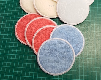 ITH Reusable Face Pads Satin Edge Digitized Machine Embroidery Design circle & square, for 4x4 hoop Use for face, babies, breast pads