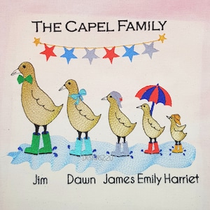 Puddle Ducks Family Digitized Machine Embroidery Design Mum Dad Older and Younger Child, Toddler accessories mix/match Indian Runner Ducks