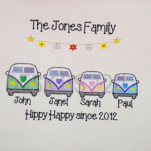 Camper Van Family Digitized Machine Embroidery Design with Mum Dad Older/Younger Child Baby Cart Bunting mix/match individual designs 6x10