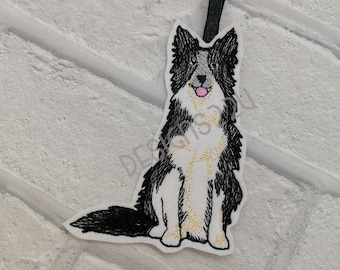 Border Collie Dog ITH Ornament Digitized Machine Embroidery Design great gift ideal hanging ornament, tree decoration home decor 4x4
