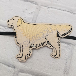 ITH Golden Retriever Raw Edge Applique Bunting Digitized Machine Embroidery Design 5 inch long Great home decor Mini flags Goldie