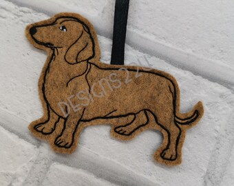 Dachshund Dog ITH Ornament Digitized Machine Embroidery Design great gift ideal hanging ornament, tree decoration home decor 5x7 hoop