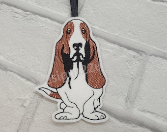 Basset Hound Dog ITH Ornament Digitized Machine Embroidery Design great gift ideal hanging ornament, tree decoration home decor 4x4