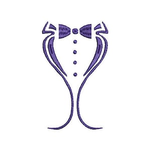 Tuxedo 2 sizes Digitized Machine Embroidery Design Digital Download Groom Man Tux Black Tie Satin Stitch