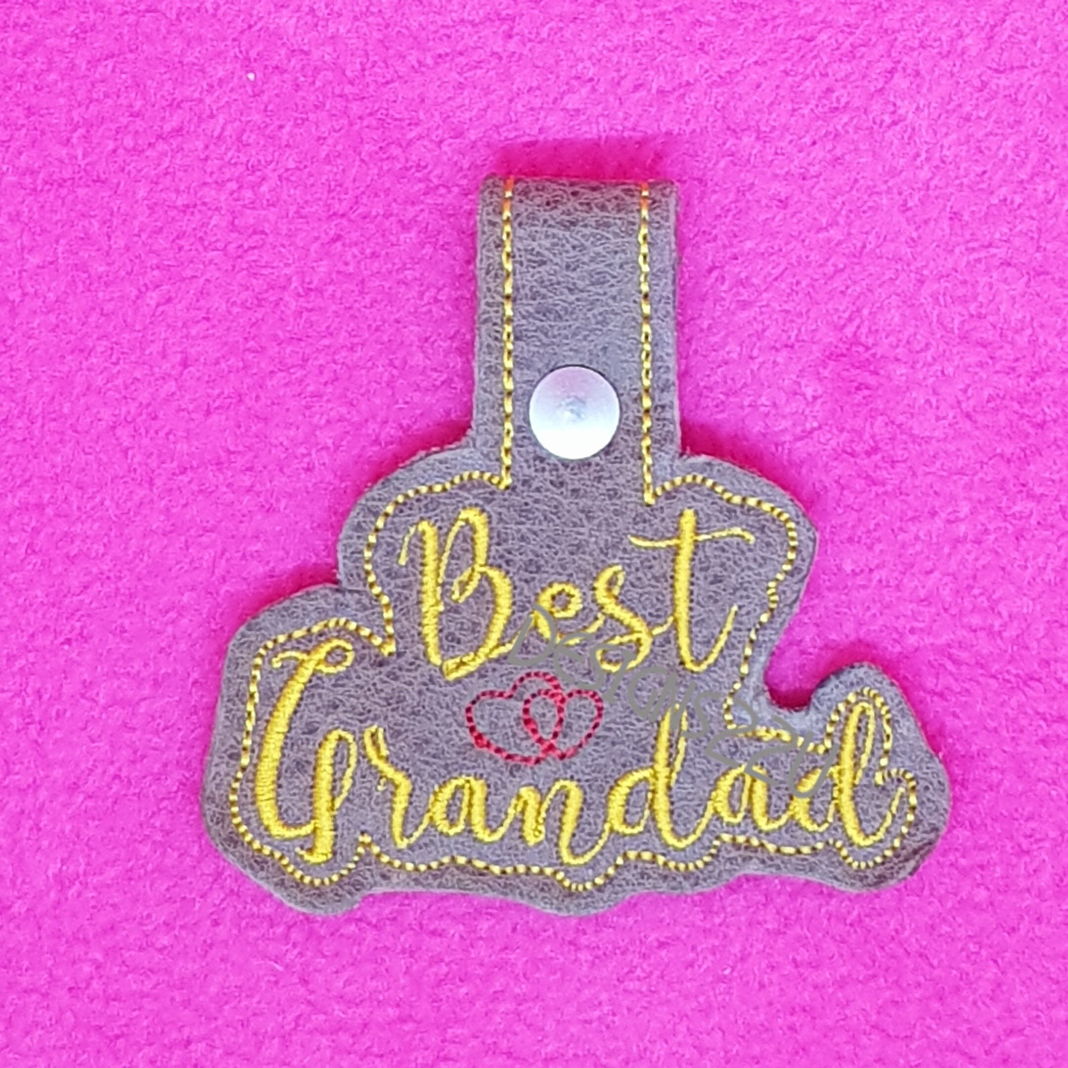 Best Grandad ITH Key Fob Digitized Machine Embroidery Design great gift, ideal in leather or vinyl, birthday, Christmas present