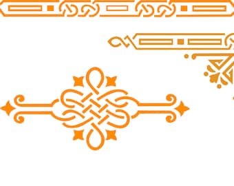 Egyptian Celtic Featherweight SVG Decals, 3 files straight side, corner & centre, for cutting machine, 221 and 222. Digital Download