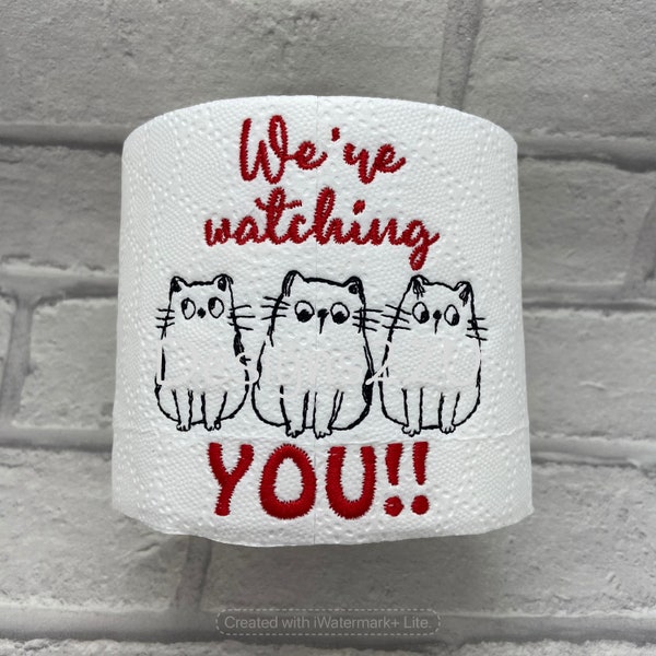 On vous regarde !! Rouleau de papier toilette chats motif de broderie Machine numérisé en téléchargement numérique 4 x 4 excellent cadeau, Noël des amoureux des chats