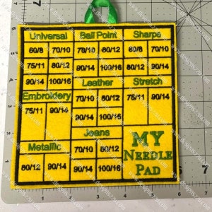 6x6 ITH Needle Pad with Satin Edge Digitized Machine Embroidery Design fully backed, use felt to store your needles 4x4 & 8x8 also available