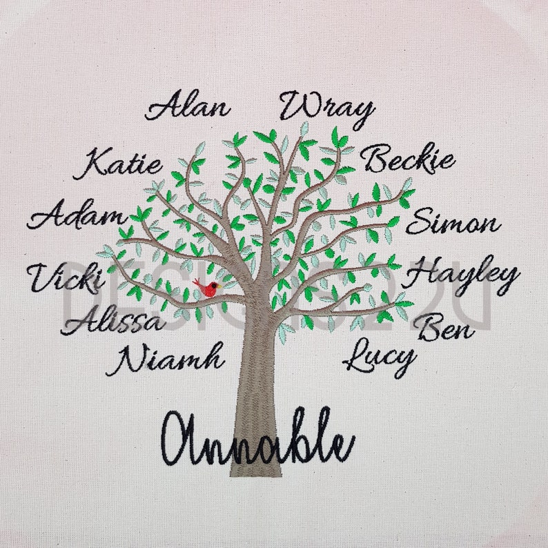 Tree Names Vicky Family Tree Digitized Machine Embroidery Design Fully Embroidered With ...