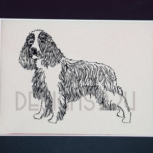Hand Drawn Standing English Springer Spaniel 2 sizes Digitized Machine Embroidery Design Digital Download one colour line drawing 4x4 & 5x7