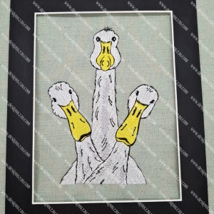5x7 Läufer Entenköpfe Leichter Gefüllt Digitalisierte Maschinenstickerei Comical Peering Ducks Tolles Wohndekor, Geschenkidee Spaß
