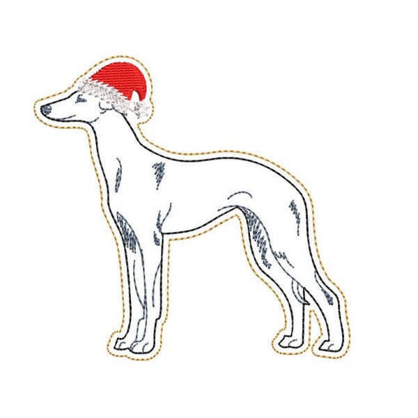 Christmas Whippet Dog ITH Ornament Digitised Machine Embroidery Design gift dog owner, Memory item, Xmas tree ornament hanging design