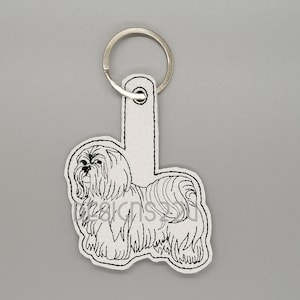 Shih Tzu Dog ITH Key Fob Digitized Machine Embroidery Design great gift dog owner, in leather or vinyl, birthday, Christmas present 4x4