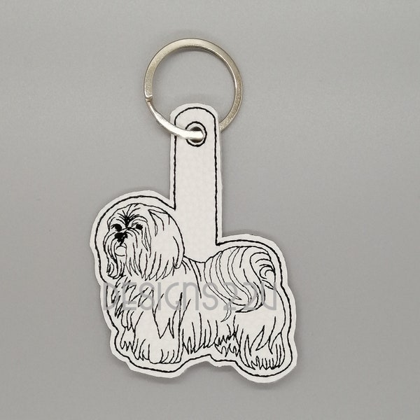 Shih Tzu Dog ITH Key Fob Digitized Machine Embroidery Design great gift dog owner, in leather or vinyl, birthday, Christmas present 4x4