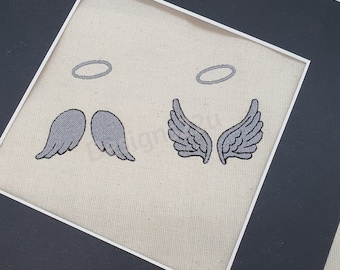 Small Angel wings and halo Digitized Machine Embroidery Design Digital Download 2 types, all individual designs, can be added to anything