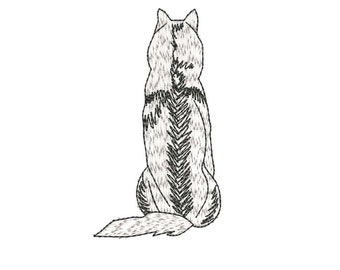 Husky Dog Back Digitized Machine Embroidery Design Digital Download 4x4  great gift item, home decor, family setting