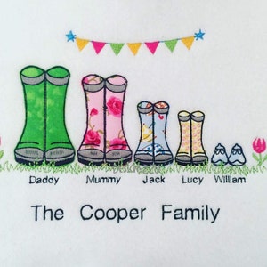 Family Boot Raw Edge Applique Machine Embroidery Digitised Design Wellies Baby Boots Bunting Grass, Dog & Cat Paw Angel wings halo mix/match