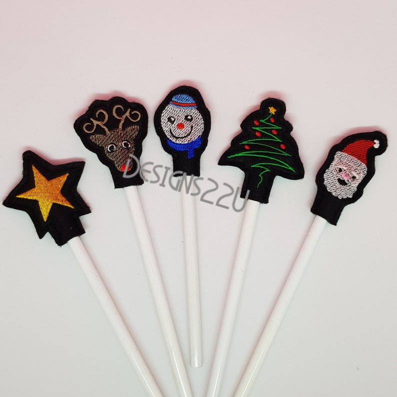ITH Christmas Pencil Toppers Digitized Machine Embroidery Etsy UK