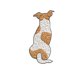 Motif de broderie Machine numérique dos chien Jack Russell en téléchargement numérique 4 x 4 excellent cadeau, décoration d&#39;intérieur, cadre familial