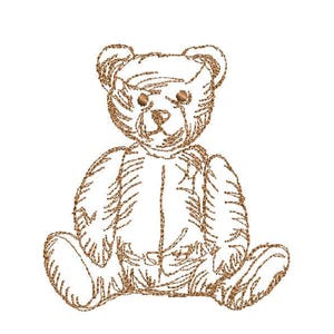 Teddy Bear 4 sizes Digitized Machine Embroidery Design Digital Download Ted line drawing